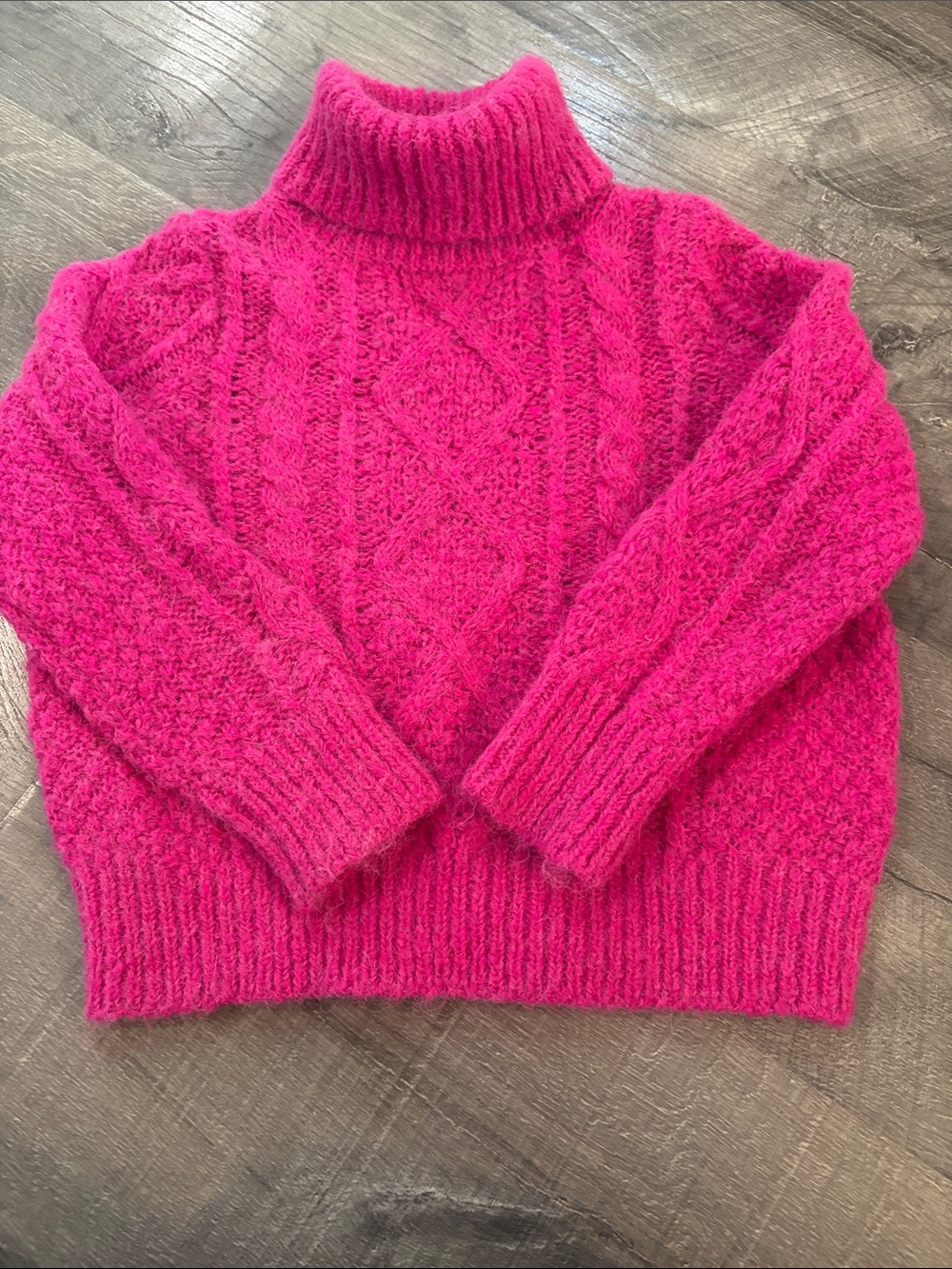 Kids - Boden Hot Pink Cable-Knit Turtleneck Sweater
